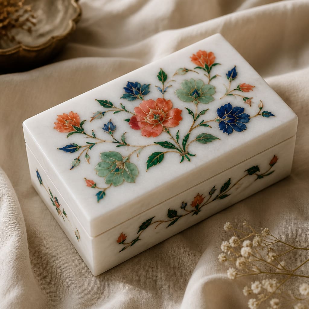 Pietra dura marble jewelry box